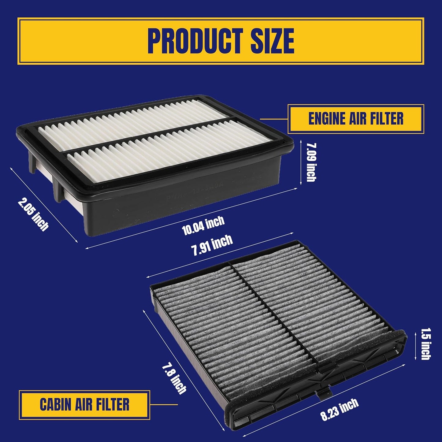 Engine and Cabin Air Filter Fit for Mazda CX-30 2020-2024 for Mazda 3 2019-2024 CX-50 2023 Replace BDGF-61-J6X BDTS61J6X PAJ8-13-3A0A PAH9-13-3A0A (2 Pack)