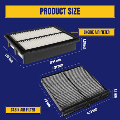 Engine and Cabin Air Filter Fit for Mazda CX-30 2020-2024 for Mazda 3 2019-2024 CX-50 2023 Replace BDGF-61-J6X BDTS61J6X PAJ8-13-3A0A PAH9-13-3A0A (2 Pack)