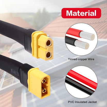 12AWG 6FT XT60 Extension Cable XT60H Male to Female Charging Cable for Solar Panels Portable Power Stations
