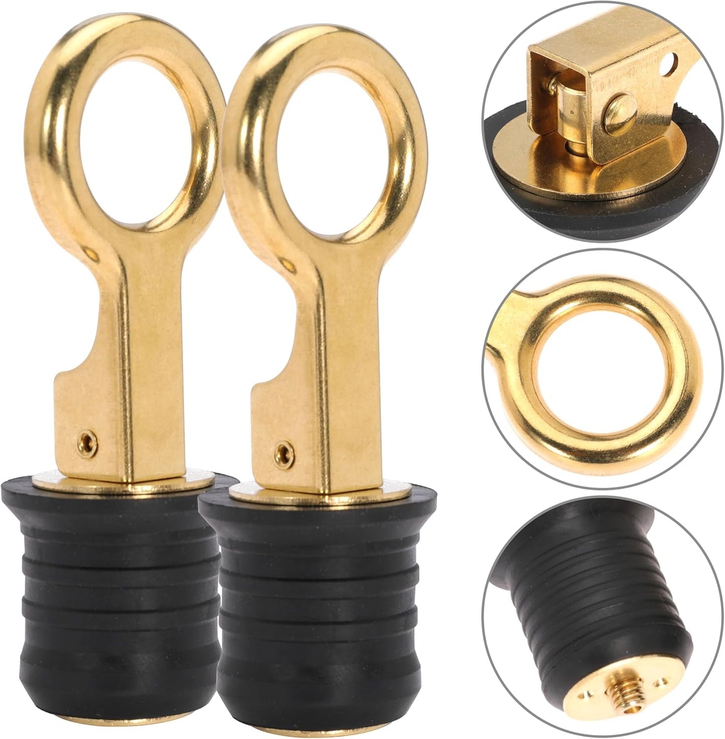 Boat Drain Plug - O-Handle Snap Plug, Brass/Stainless Steel, Rubber