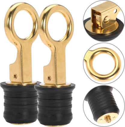 Boat Drain Plug - O-Handle Snap Plug, Brass/Stainless Steel, Rubber