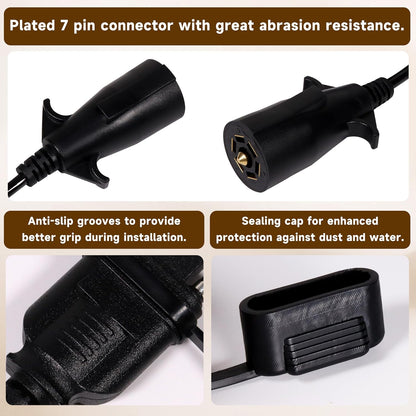 18 AWG 4.5FT 7 Pin to 4 Pin Trailer Wire Adapter, 7 to 4 Trailer Plug for Trailer Towing, 7 Way Round to 4 Way Flat Trailer Coiled Extension Wiring Harness Connector for Tow Vehicles, Black