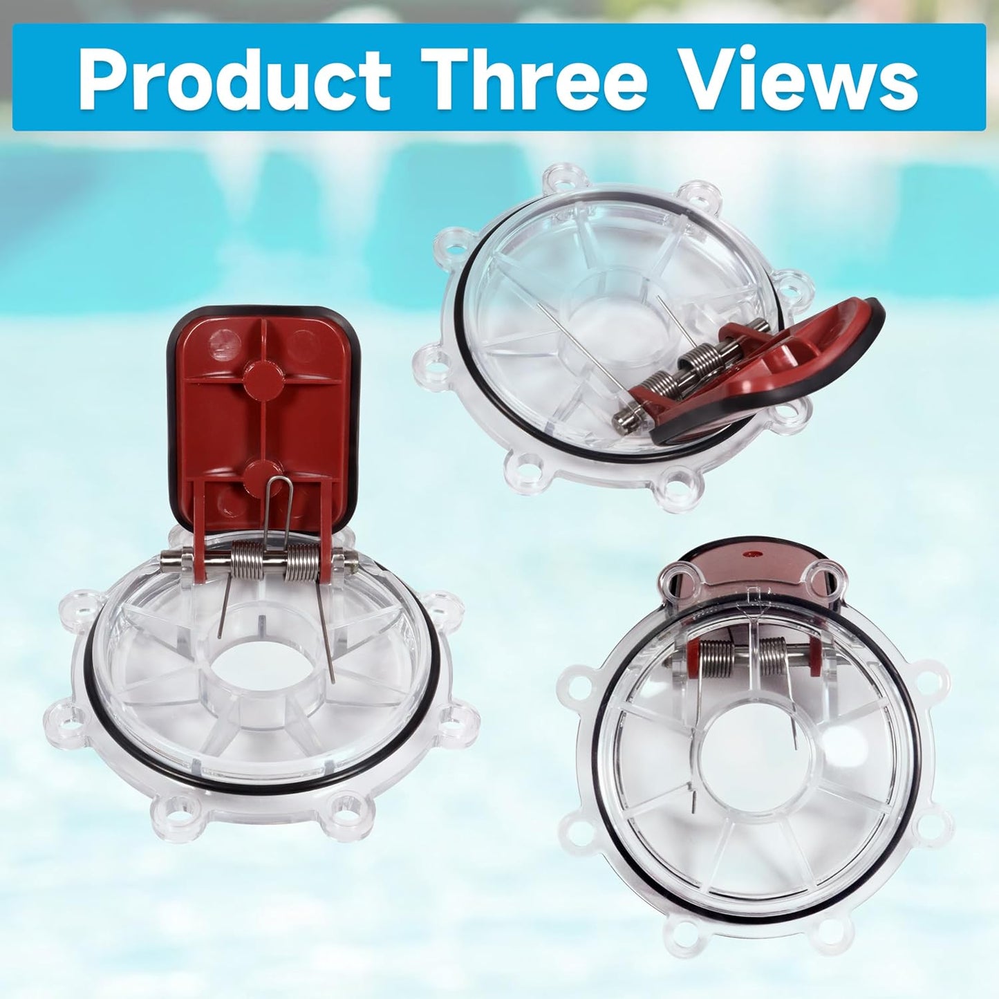 7056 Pool Check Valve Cover with Flapper Assembly for Zodiac for Jandy 7511 7512 7235 Spring Check Valve Biult in 7451 Flapper, 1132 O-Ring, 7236 Cover, 7304 Pin and 7302 Spring (Set of 2)