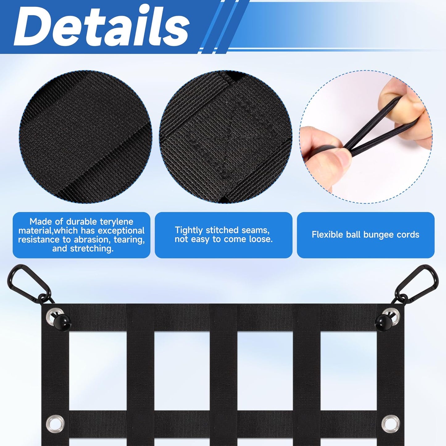 60'' x 18'' Tailgate Net for Full Size Truck Bed, 60x18 Pickup Cargo Net Tail Gate Cargo Netting for GMC, for Chevy Chevrolet, for Ford, for Dodge Ram (Style B)