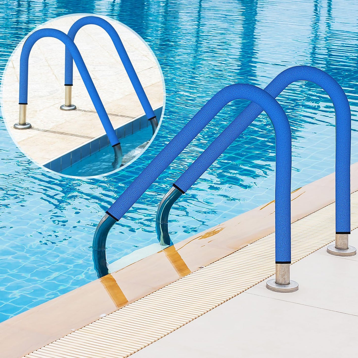 Pool Handrail Covers Slip Resistant Rail Grip Swim Railing Covers with Zipper Pool Handle for Swimming Sleeve Protector (6FT-1)