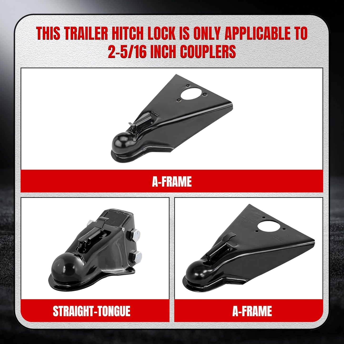 2-5/16" Trailer Lock, 2-in-1 Anti-Theft Trailer Hitch Coupler Lock Fits 2-5/16 Inch Ball Couplers on Trailers RVs Boats (with red Lock)