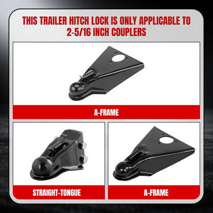 2-5/16" Trailer Lock, 2-in-1 Anti-Theft Trailer Hitch Coupler Lock Fits 2-5/16 Inch Ball Couplers on Trailers RVs Boats (with red Lock)
