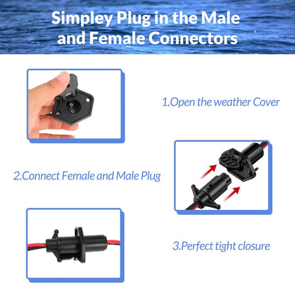 10 Gauge Trolling Motor Plug 2 Wire 12V-24V Compatible with Minn Kota Marine Boat Waterproof Trolling Motor Quick Connect (Plug-FM10)