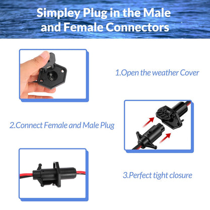 Trolling Motor Plug 8 Gauge 2 Wire 12V-24V Compatible with Minn Kota Marine Boat Waterproof Trolling Motor Connector (Plug-FM80)