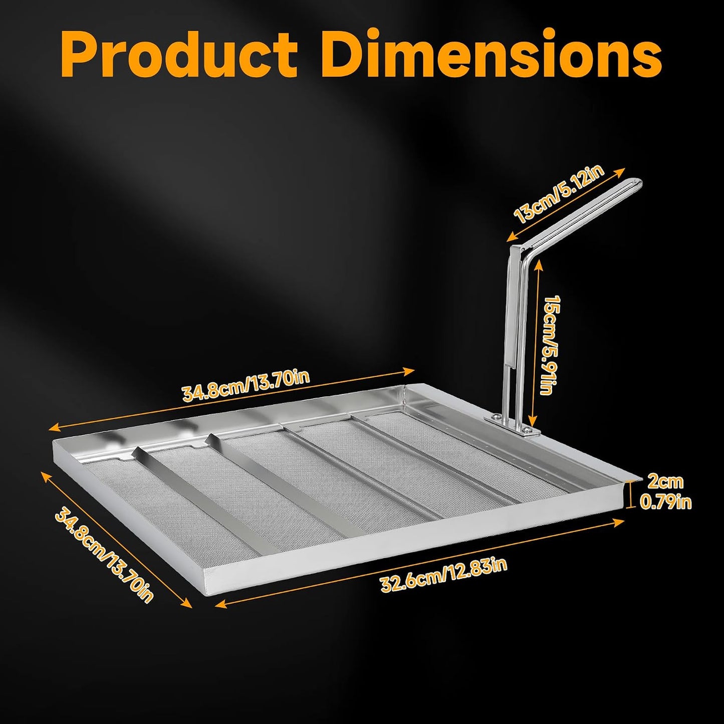 Commercial Deep Fryer Oil Filter Screen AF45 with Thermometer 550 Micron Mesh, 13.75" x 13.75" Straight Edge Design, Extends Oil Life for Restaurant Kitchens (Fryer Oil Filter+Thermometer)
