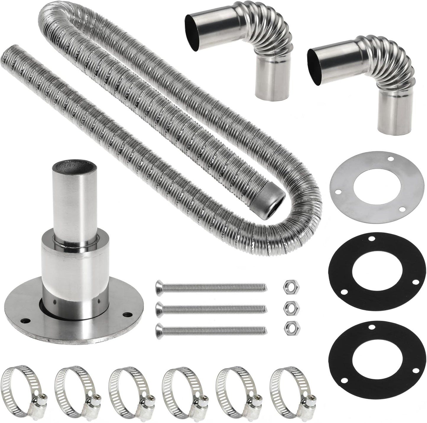 Diesel Heater Exhaust Kit - Exhaust Pipe, Straight Thru Hull Fitting and 24mm Elbow Tube Connector Set, Compatible with Webasto Eberspacher Heaters