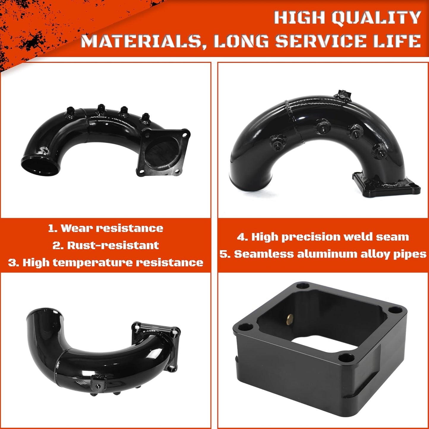 3" High Flow Intake Elbow Tube with Heater Spacer for Ram 2500 3500 1998-2002 5.9L Cummins Diesel (98-02)
