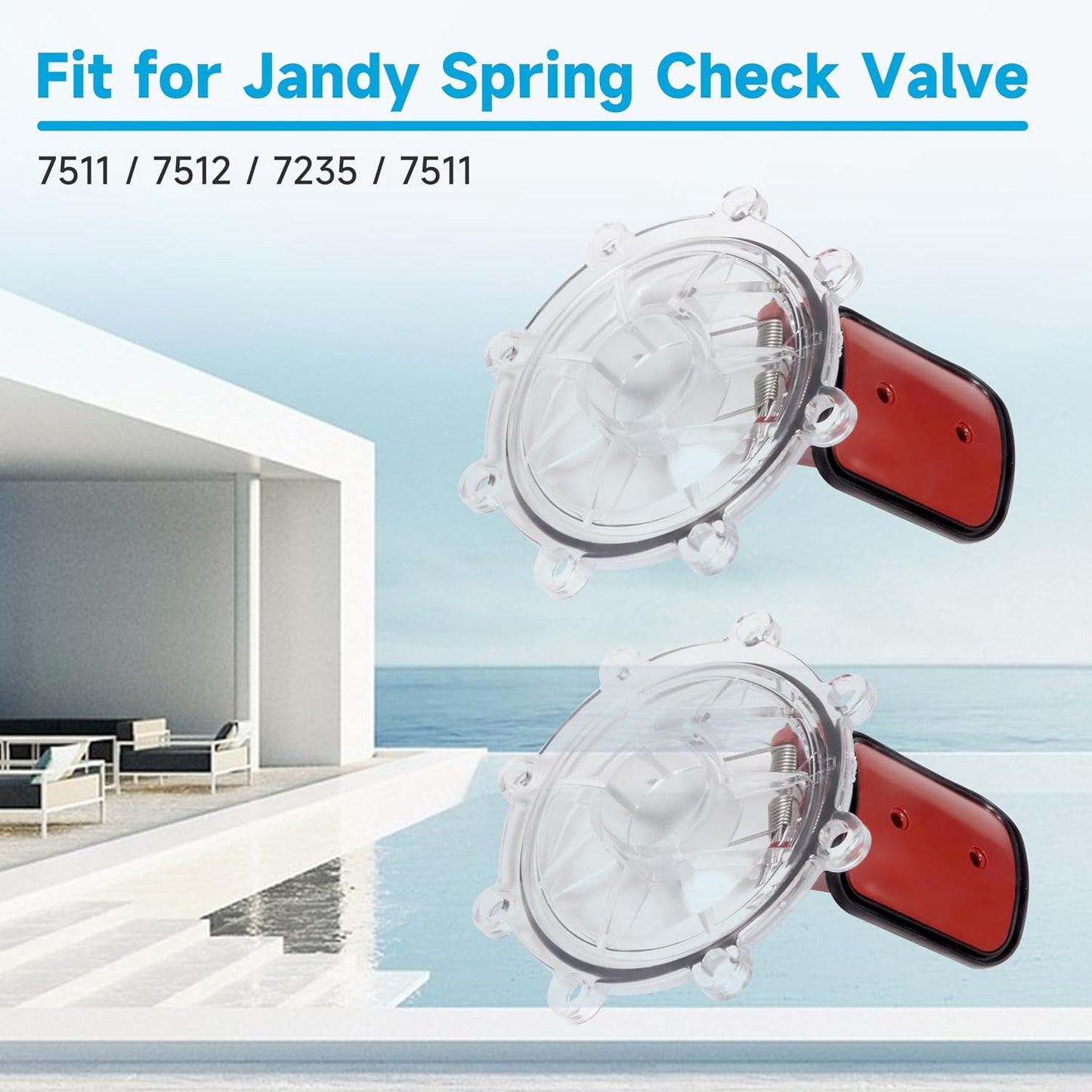 7056 Pool Check Valve Cover with Flapper Assembly for Zodiac for Jandy 7511 7512 7235 Spring Check Valve Biult in 7451 Flapper, 1132 O-Ring, 7236 Cover, 7304 Pin and 7302 Spring (Set of 2)