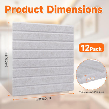 Large Splicing Felt Bulletin Board Cork Board Alternative 48" x 36" Felt Pin Board for Home Office Classroom Wall Decor Felt Wall Panel with Pushpins Tabs (Fine-Stripe 12 Pack, Oatmeal)