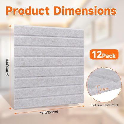 Large Splicing Felt Bulletin Board Cork Board Alternative 48" x 36" Felt Pin Board for Home Office Classroom Wall Decor Felt Wall Panel with Pushpins Tabs (Fine-Stripe 12 Pack, Oatmeal)
