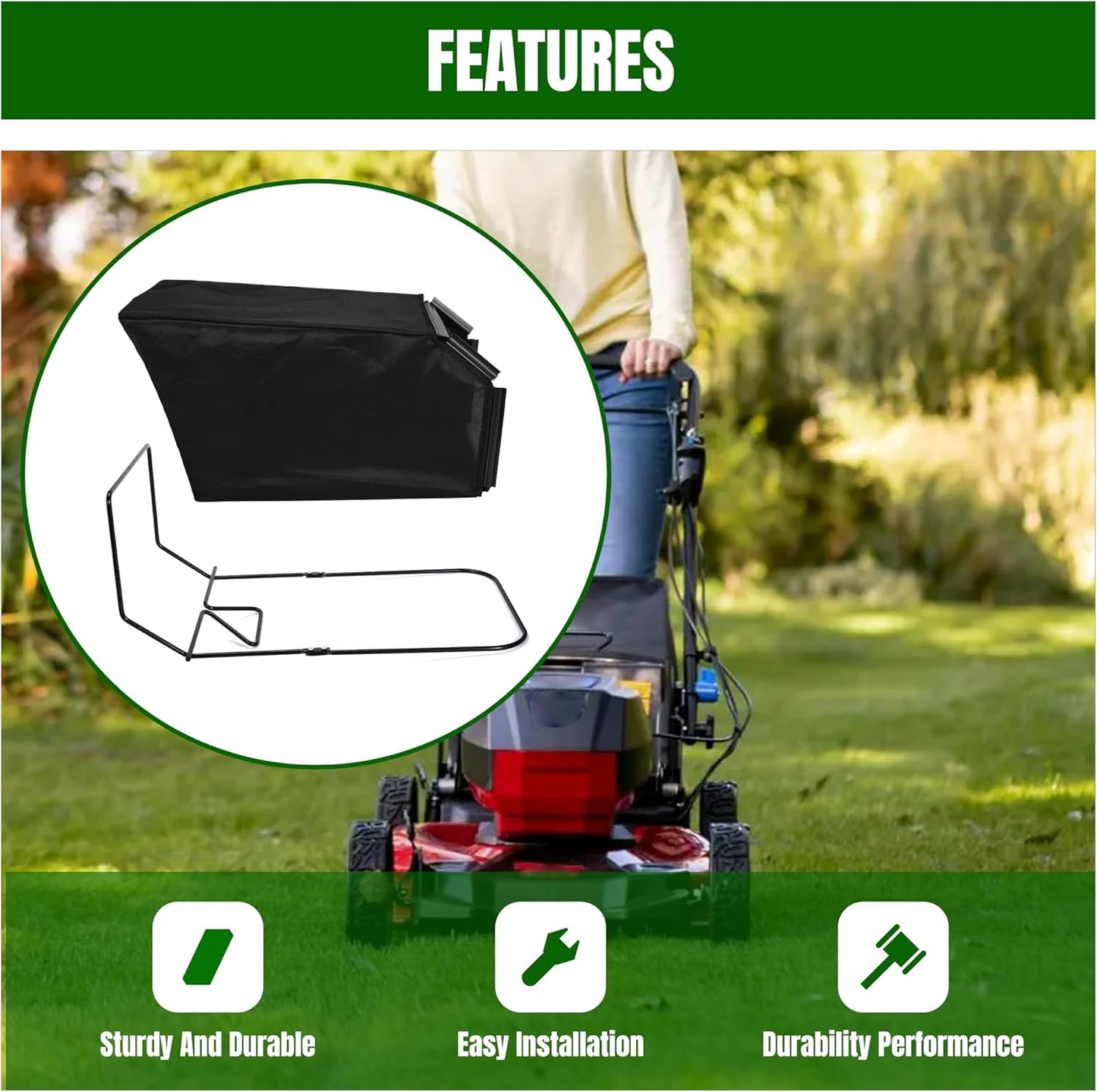 Grass Catcher Bag and Frame Set for to-ro 22" Recycler Lawn Mower Replace 115-4664 132-4483-03 114-2639-03, Foldable Frame