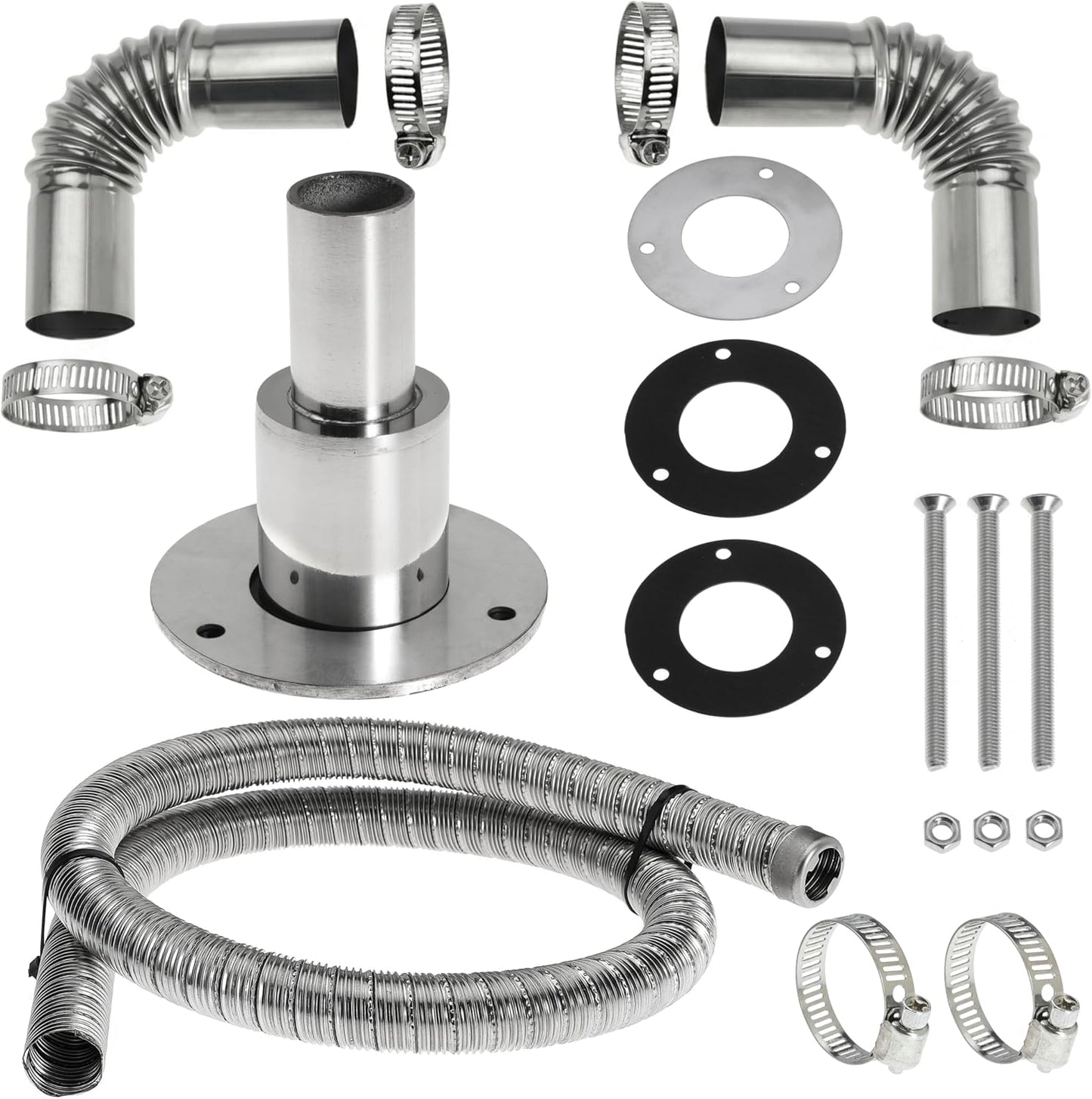 120cm 24mm Exhaust Pipe for Diesel Heater, 1 Inch ID Generator Exhaust Extension with Thru Hull Exhaust Skin and Tube Elbow Connector