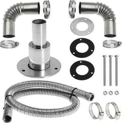 120cm 24mm Exhaust Pipe for Diesel Heater, 1 Inch ID Generator Exhaust Extension with Thru Hull Exhaust Skin and Tube Elbow Connector