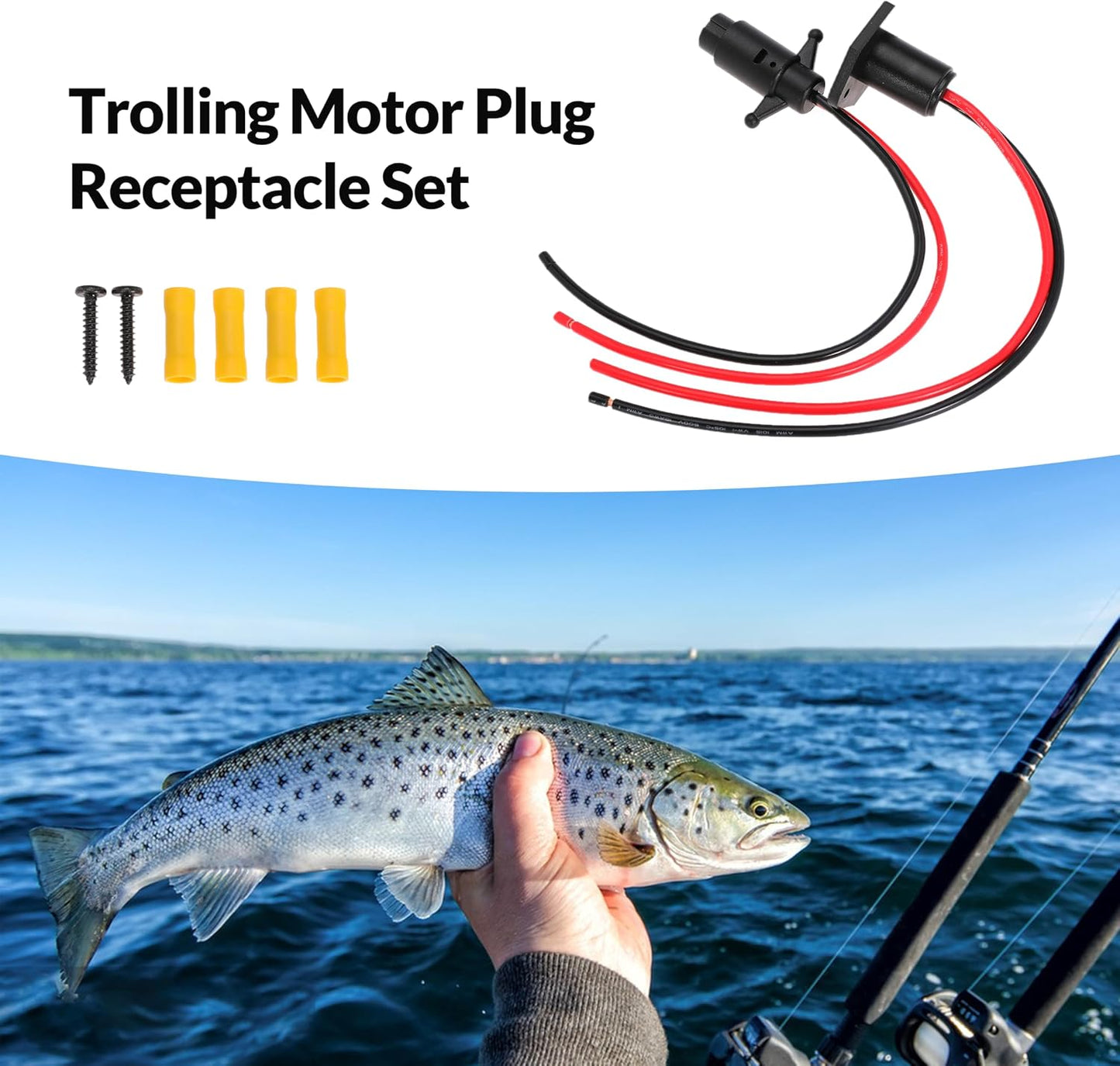 Trolling Motor Plug 10 Gauge 2 Wire 12V-24V Compatible with Minn Kota Marine Boat Waterproof Motor Connector Trolling Quick Connect (Plug-FM102)