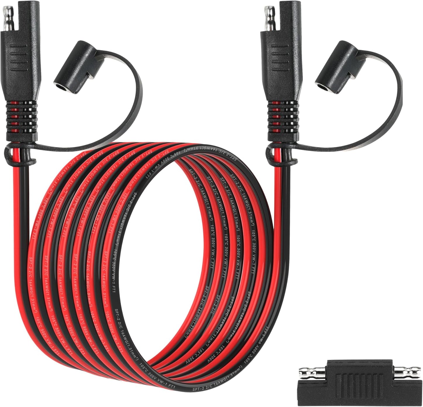10FT 16AWG SAE Extension Cable, 16 AWG SAE Quick Disconnect Wire Harness 16 Gauge with Polarity Reverse Adapter for Solar Panel RV Battery Automotive and Marine Applications (16AWG 10FT)