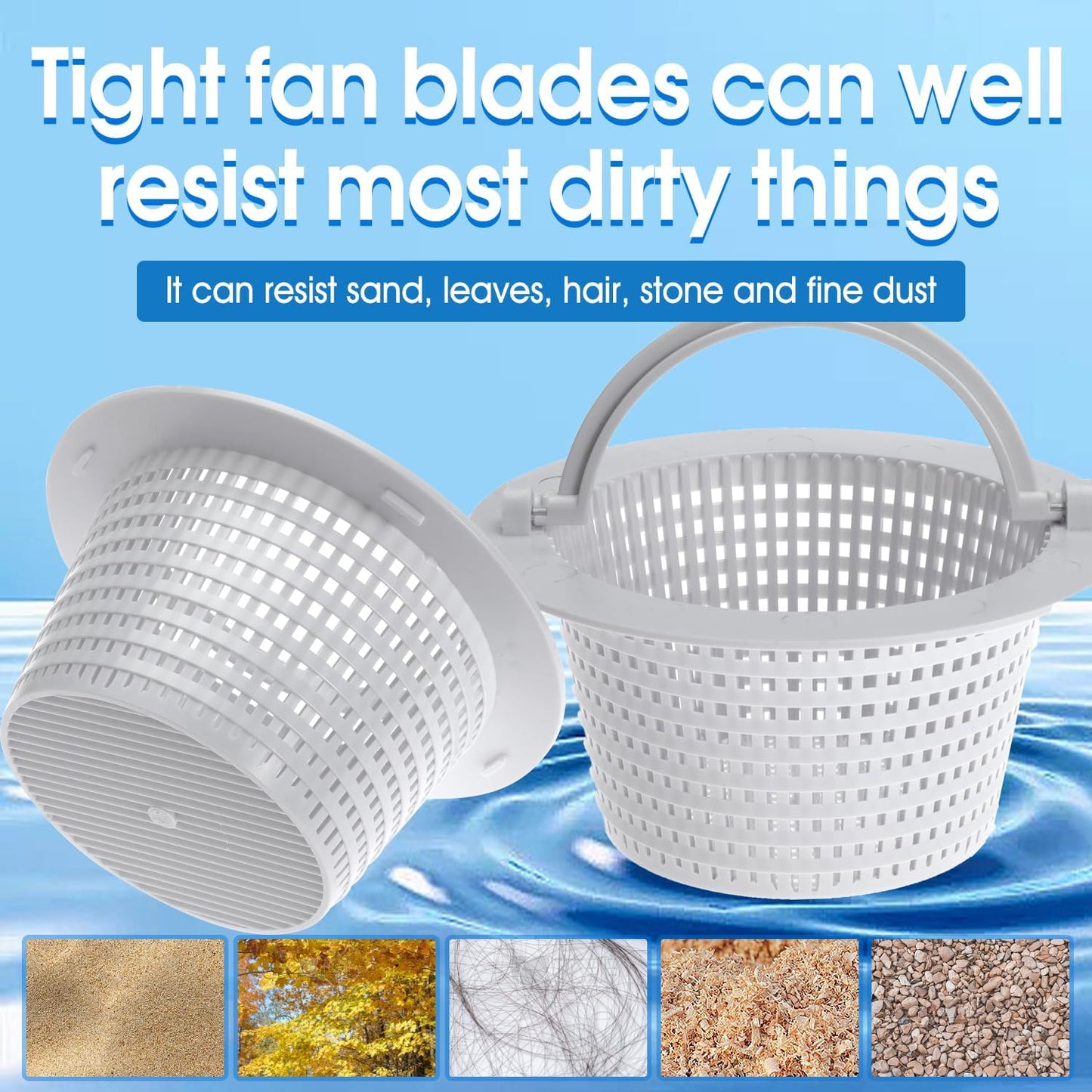 6" Above Ground Pool Skimmer Basket Thru-Wall Strainer Basket Filter Basket with Handle to Clean Leaves and Debris (2)