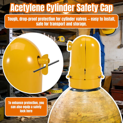 Acetylene Cylinder Regulator Protector Safety Cap High Pressure Gas Cylinder Tank Valve Protection Cap 3-1/8 x 11 Fall-Proof Design Compatible with GT-11, Yellow