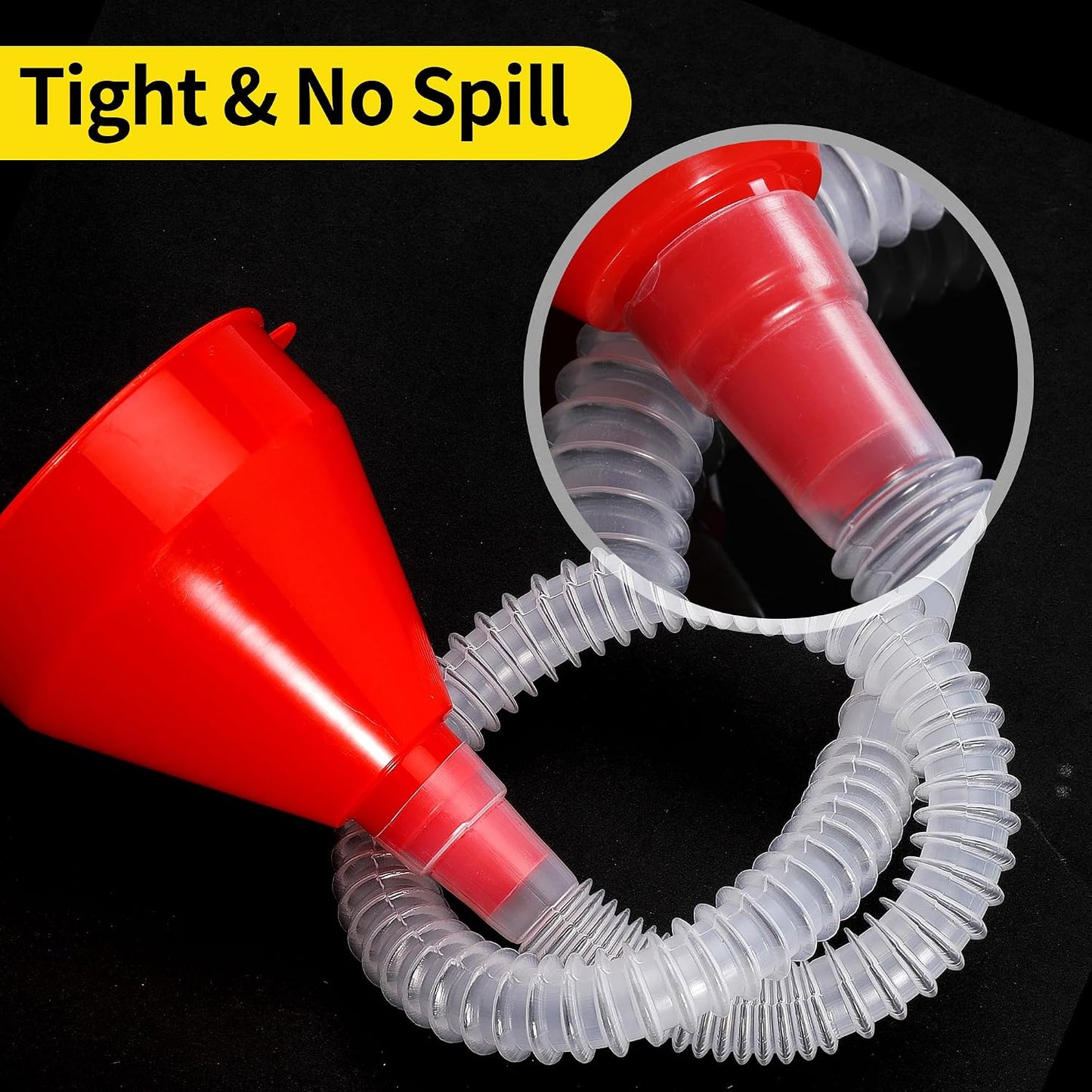 Small Flexible Plastic Oil Funnel for Oil Change Fuel Funnel with Long Hose Transmission Car Filling Fluid Funnel for Engine Oil Gas Fuel Gasoline Diesel（Red） (2)