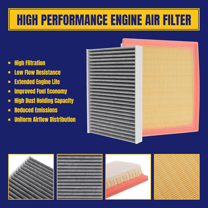 Engine and Cabin Air Filter for Toyota Tundra 3.4L Gas Hybrid 2022-2025, for Sequoia 3.4L Hybrid 2023-2025 Replace 17801-F4010 871390-C010