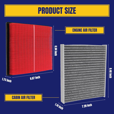 Engine and Cabin Air Filter for Toyota Rav4 20-24 Camry Gas 18-24 Highlander 20-24 Avalon 19-22 for Lexus ES350 19-24 NX350 22-24 NX250 22-24 NOT Fit for Hybrid Replace CA12377 CF12157