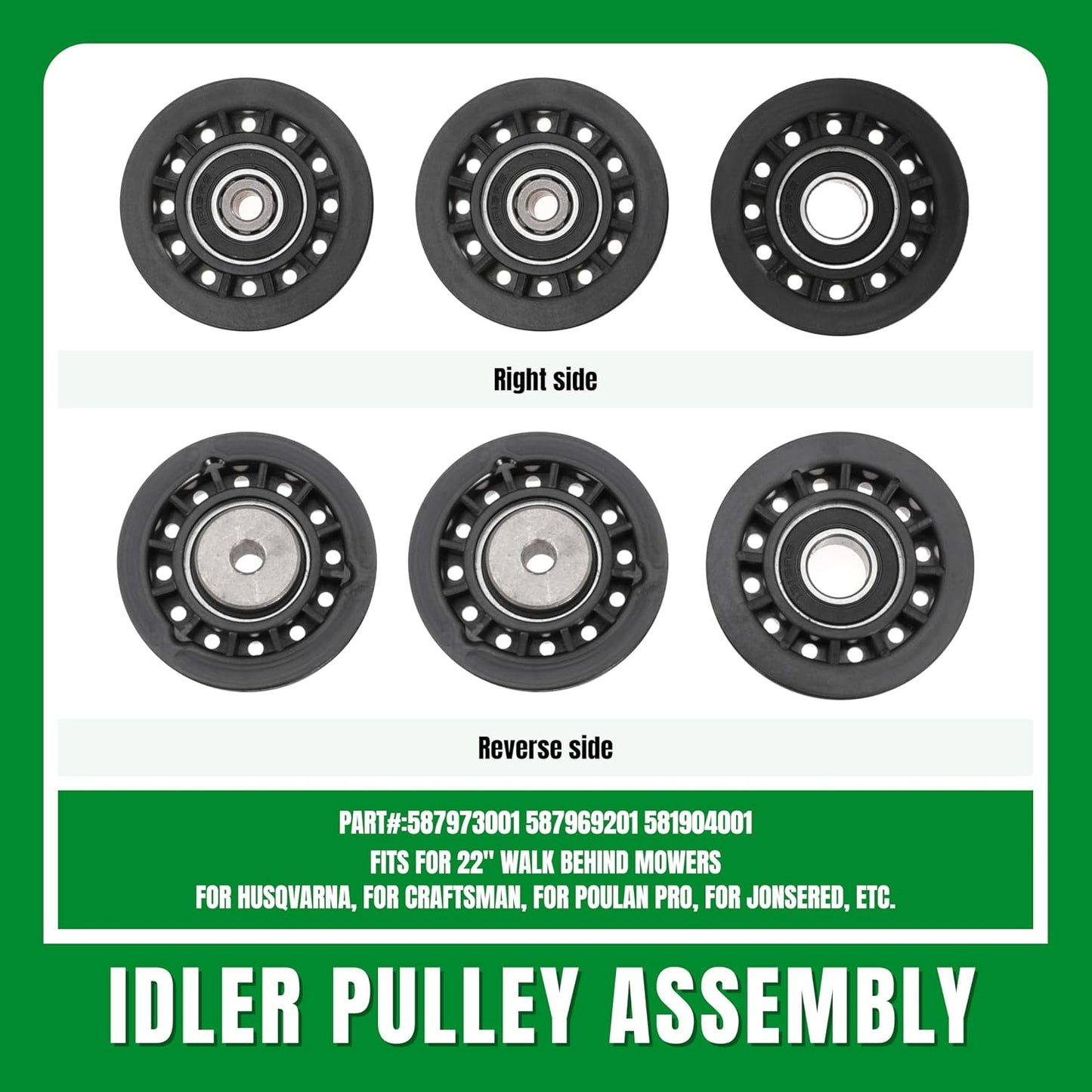 Replacement 587973001 587969201 580364609 Belt Repair Kit LC221A LC221AH Belt and Pulley Kit for Husqvarna 22" AWD HU675AWD HU725AWD Walk-Behind Lawn Mowers