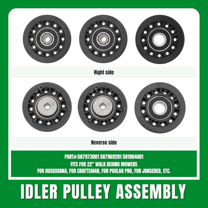 Replacement 587973001 587969201 580364609 Belt Repair Kit LC221A LC221AH Belt and Pulley Kit for Husqvarna 22" AWD HU675AWD HU725AWD Walk-Behind Lawn Mowers