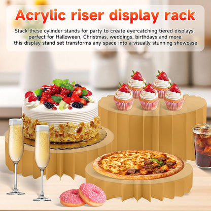 4-Pack Buffet Risers |Food Risers for Buffet Table,Black able Acrylic Risers Display Stands for Party | Cake Stand for Wedding, Birthday & Festive Tables (glod, 4 park)