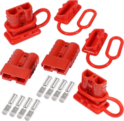 50A 600V Battery Quick Connect Disconnect Connector 6-10AWG Battery Cable Connector Fit for 6-10 Gauge Connect and Disconnect Plug Connector with Protect Cover and Screws