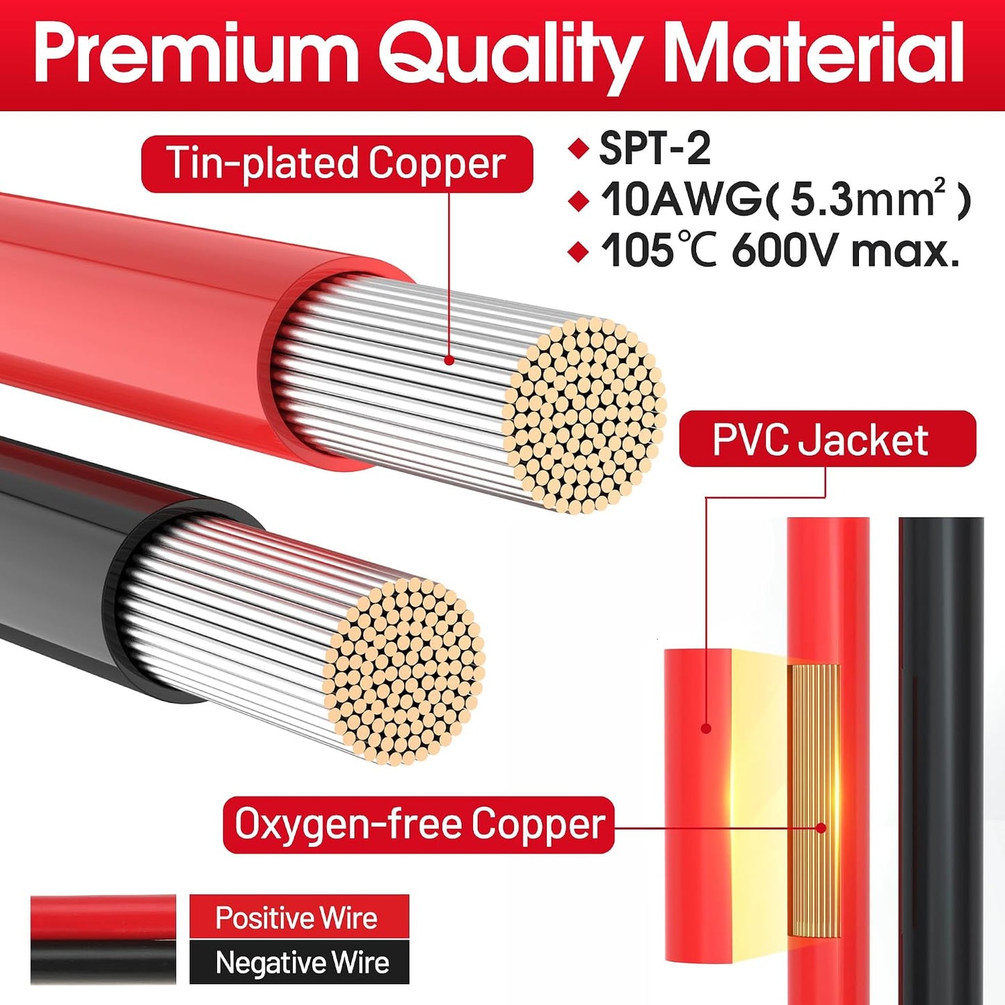 1FT 10AWG SAE Extension Cable, 10 Gauge SAE Connector Cable 10 AWG 2 Pin SAE Quick Disconnect for Solar RV Automotive, 8PCS