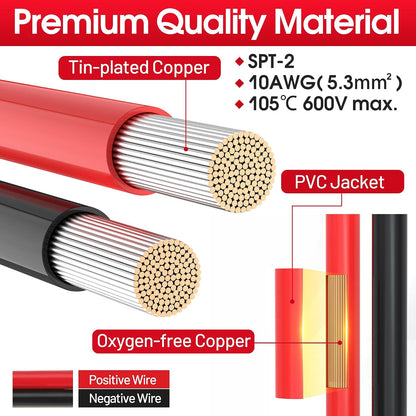 1FT 10AWG SAE Extension Cable, 10 Gauge SAE Connector Cable 10 AWG 2 Pin SAE Quick Disconnect for Solar RV Automotive, 8PCS