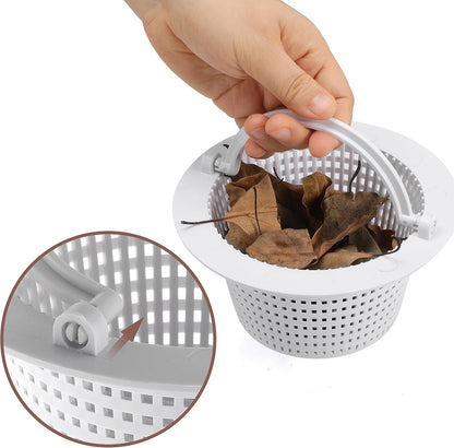 6" Above Ground Pool Skimmer Basket Thru-Wall Strainer Basket Filter Basket with Handle to Clean Leaves and Debris (1)