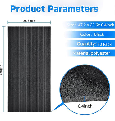 Large Acoustic Panels for Wall Sound Proof Sound Dampening Panels for Wall Decor and Ceilings 47.2 x 23.6 x 0.4 Inch Polyester Fiber Noise Absorb Panels for Bedroom Home Studio Office (Black, 5 Pack)