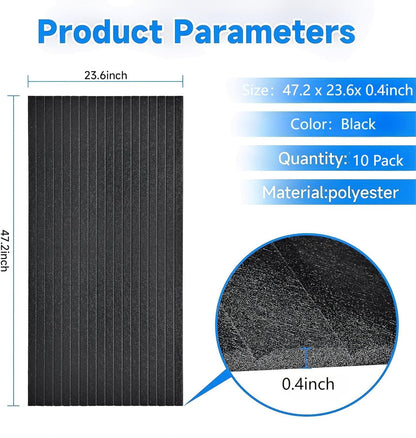 Large Acoustic Panels for Wall Sound Proof Sound Dampening Panels for Wall Decor and Ceilings 47.2 x 23.6 x 0.4 Inch Polyester Fiber Noise Absorb Panels for Bedroom Home Studio Office (Black, 5 Pack)