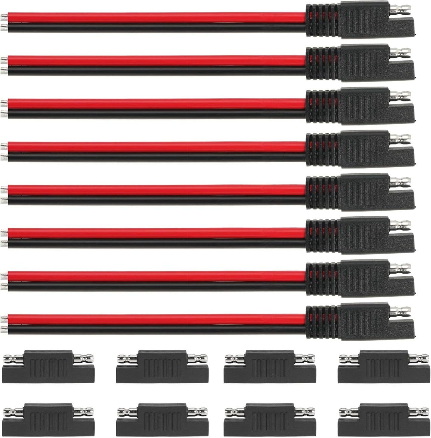 1FT 14AWG SAE Extension Cable, 14 Gauge SAE Connector Cable 14 AWG 2 Pin SAE Quick Disconnect for Solar RV Automotive, 8PCS