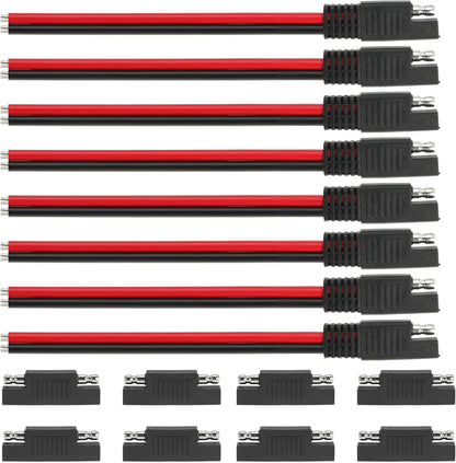 1FT 14AWG SAE Extension Cable, 14 Gauge SAE Connector Cable 14 AWG 2 Pin SAE Quick Disconnect for Solar RV Automotive, 8PCS