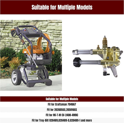 Replacement RMW25G28-EZ Pressure Washer Pumps Right-Handed Pump 7/8” Vertical Shaft Power Washer Pump 2800 PSI, 2.5 GPM, 193 Max Bar with Thermal Relief Valve, Easy Start Valve