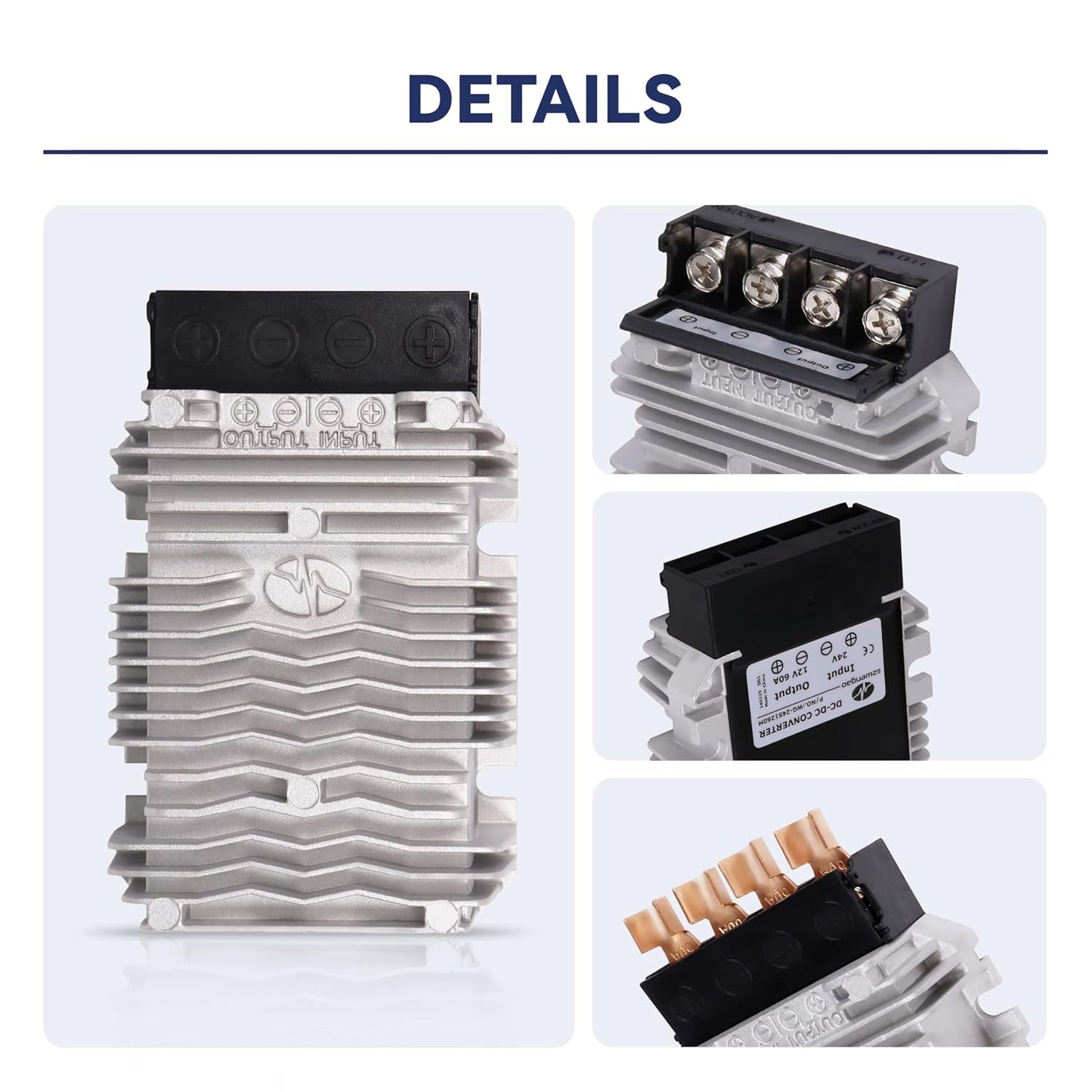 24V to 12V 60A 720W Buck DC-DC Power Converter Step Down Transformer, Silver and black, SD60A