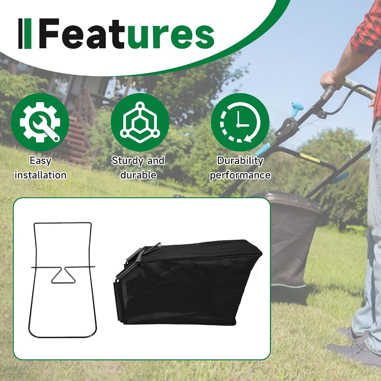 Lawn Mower Bag and Frame Set Grass Catcher Bag and Frame for to-ro 22" Recycler Lawn Mower Replace 132-4483-03 115-4664 114-2639-03 (Bag+Frame)