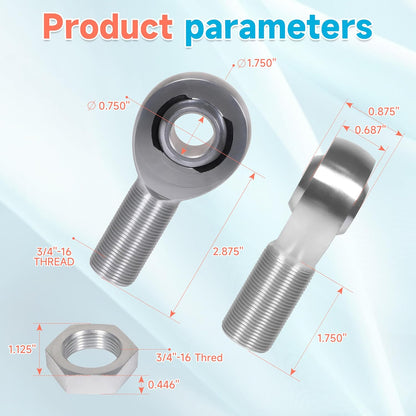1.25" Heim Joints Rod End Kit Thread 1 1/4" Chromoly Heim Joints Suspension Kit Right and Left Hand Traction Bars Steering Kit with Round Tube Adapter Misalignment Spacer Jam Nuts (2 set-1.25 inch)