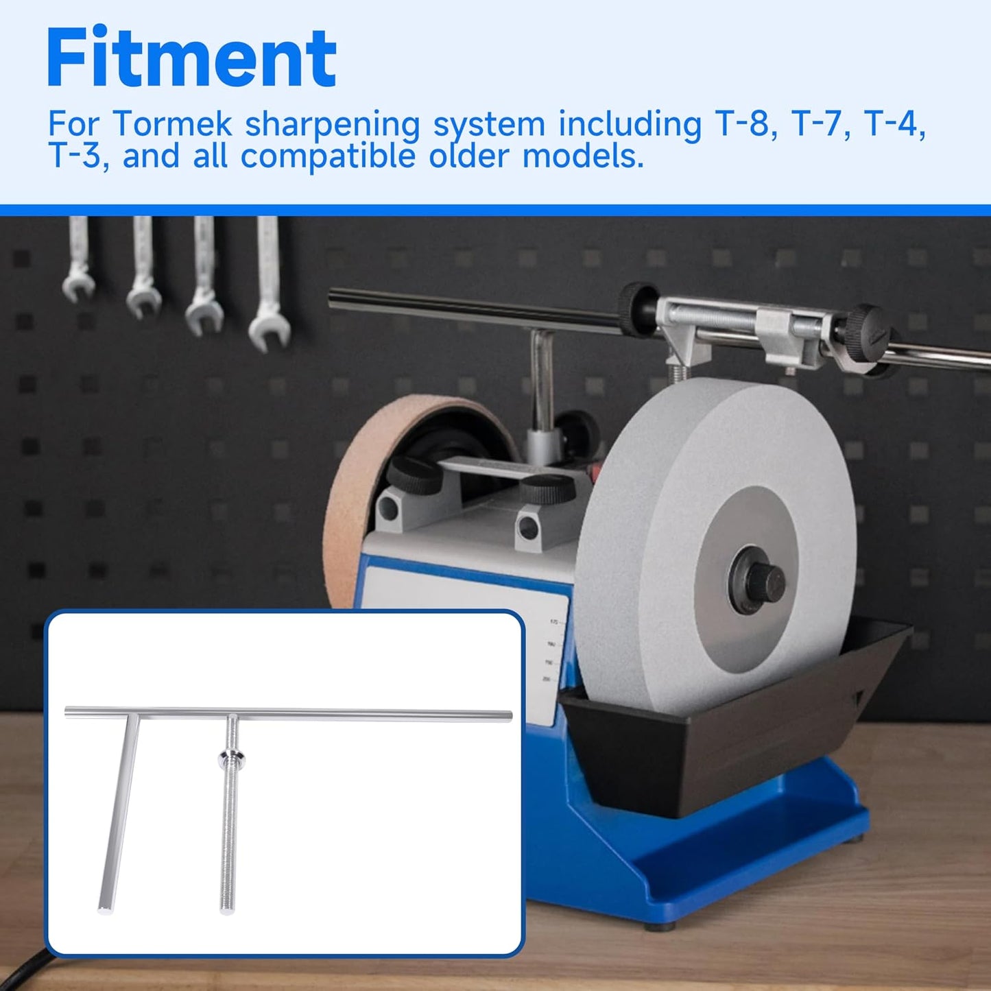 Extended Support Bar for Tormek Sharpening Machines Fits T8 T7 T4 T3 and Older Models with Micro Adjust Scale