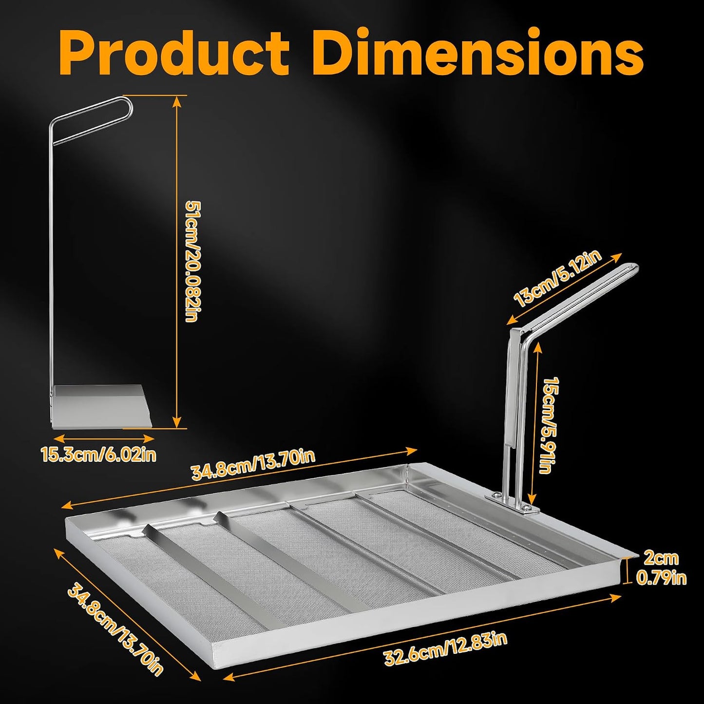Commercial Deep Fryer Oil Filter Screen AF45 with Deep Fryer Crumb Scoop 550 Micron Mesh, 13.75" x 13.75" Straight Edge Design, Extends Oil Life for Restaurant Kitchens