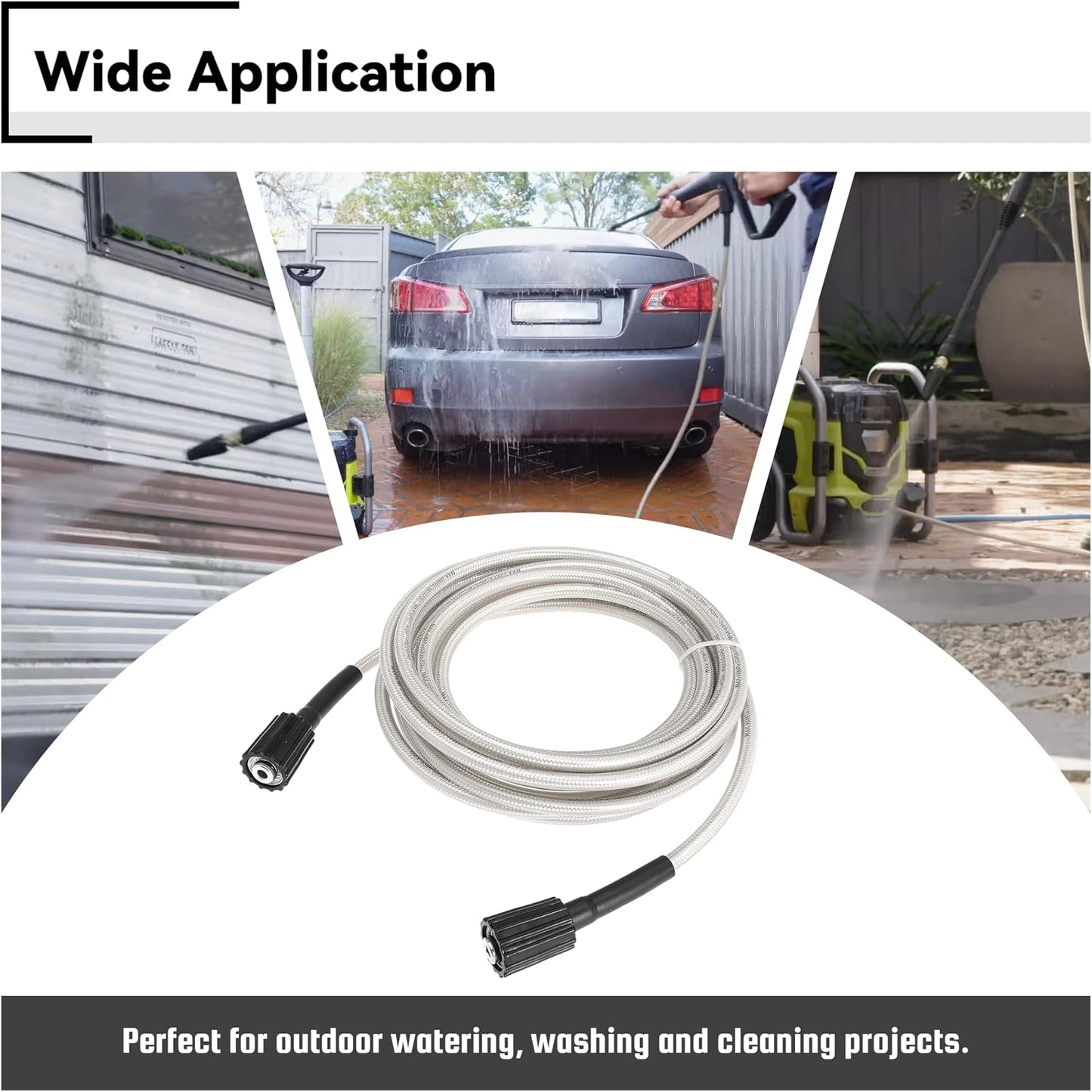 308835074 Pressure Washer Hose Replacement for Ryobi RY141600 RY141612 RY141812G Electric Power Washer, 25FT Pressure Braided Hose (M22-14mm)