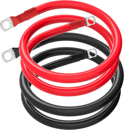 4 AWG Battery Cable 4 Gauge Battery Wires with 3/8 terminals Power Inverter Cables for Solar Boat Marine RV Car (3FT, 1 red+1 black cable)