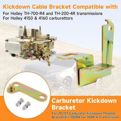 Kickdown Throttle Cable Bracket and Lever Extension Kit for 20-121 Carburetor for Holley 4150 4160 for 700R4 700R-4 Overdrive Automatic Transmission TV Cable