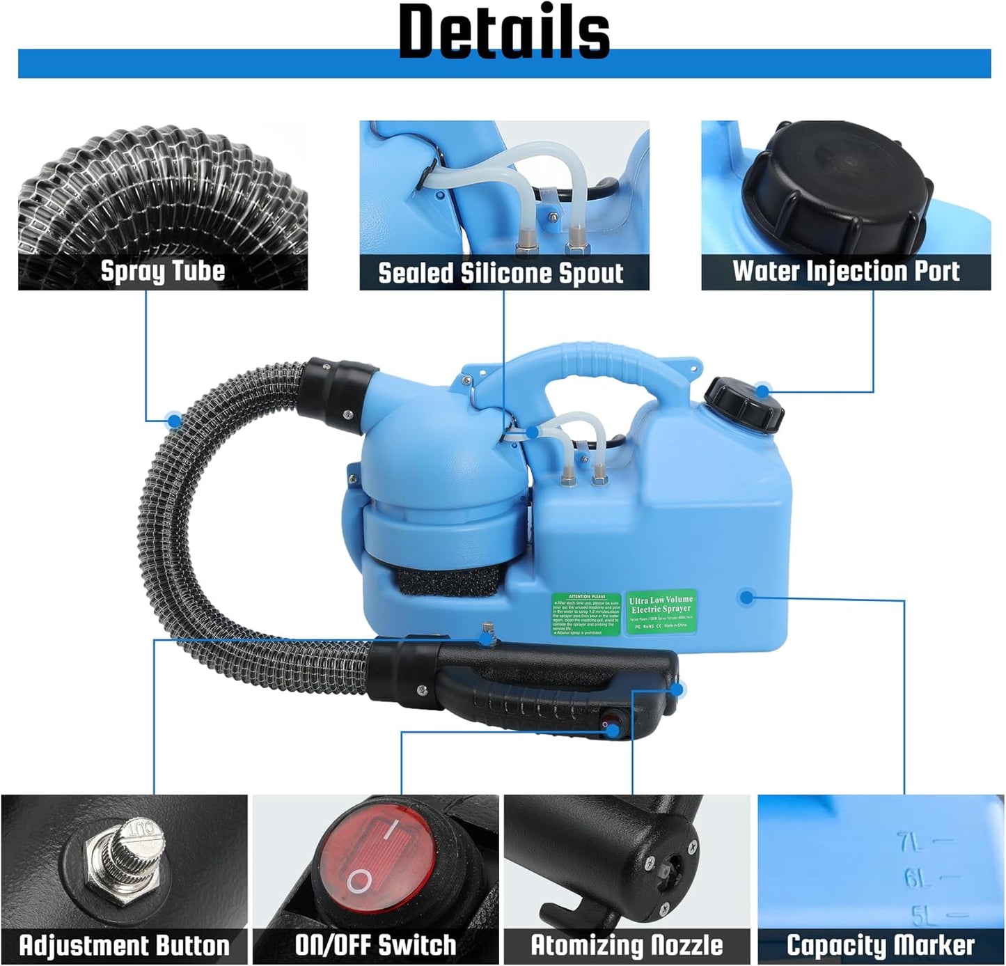 7L (1.85 Gallon) Electric ULV Fogger Machine, Portable Fogger Sprayer Machine Electric Atomizer Ultra Low Volume Sprayer for Home Indoor and Outdoor Spraying Use, 2 Pack